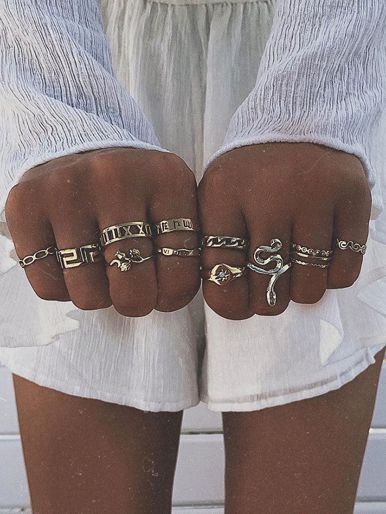 Minimalist Joint Knuckle Geometric Rings Sets Tiynon