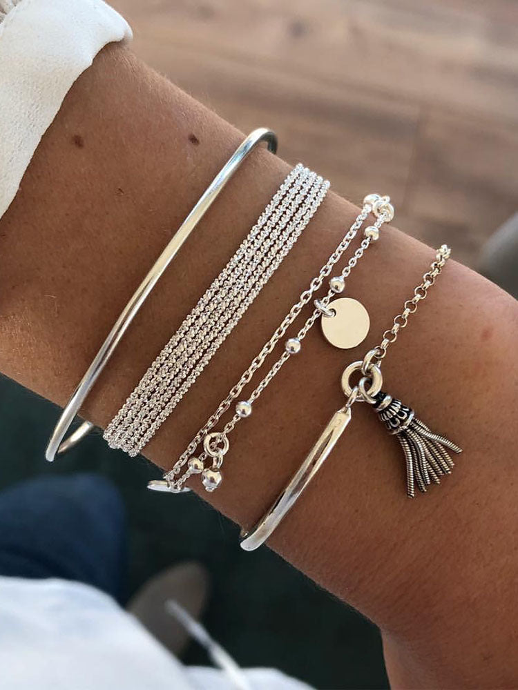 Minimalist Tassel Multilayer Chain Bracelets Tiynon