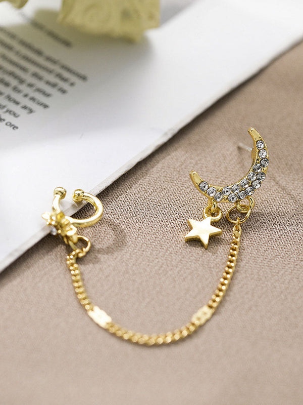 Moon Star Pendant Tassel Earrings Tiynon