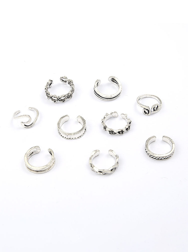 Nine Piece Adjustable Opening Toe Rings Sets Tiynon