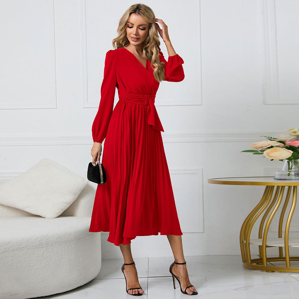 Long Sleeves Ruffle Flowy Maxi Dresses