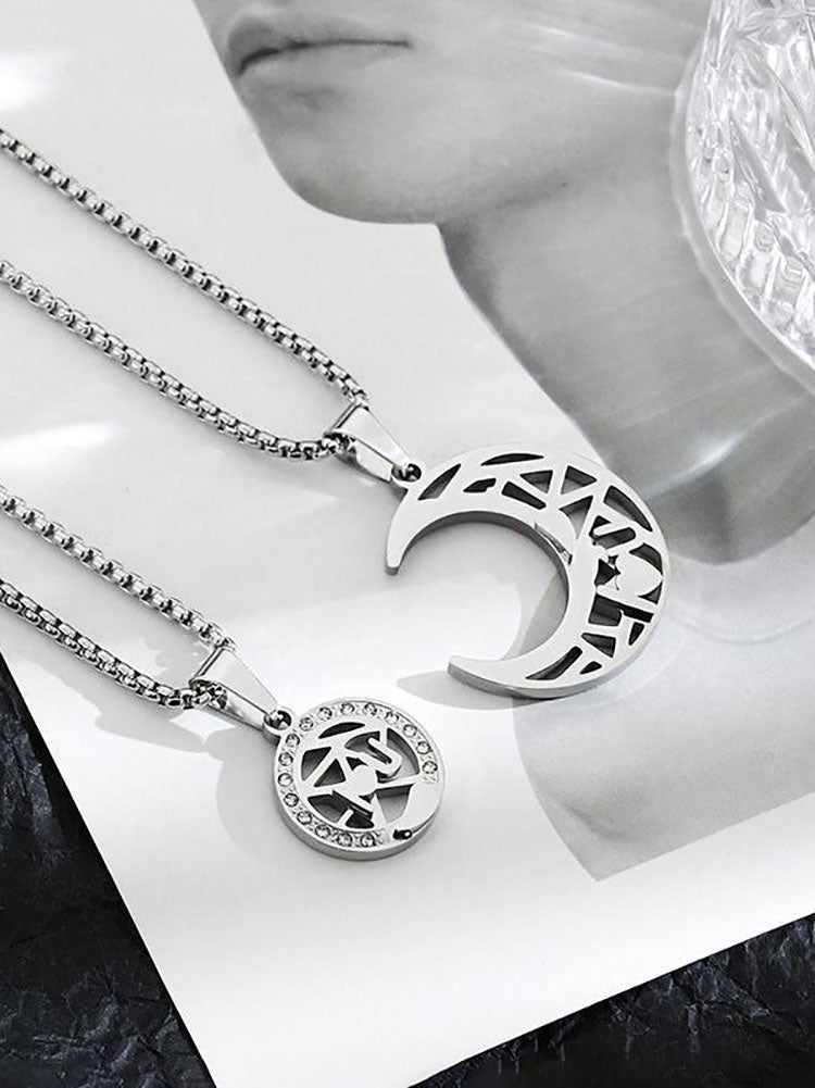 One Piece Couple Moon Star Chain Necklaces Tiynon