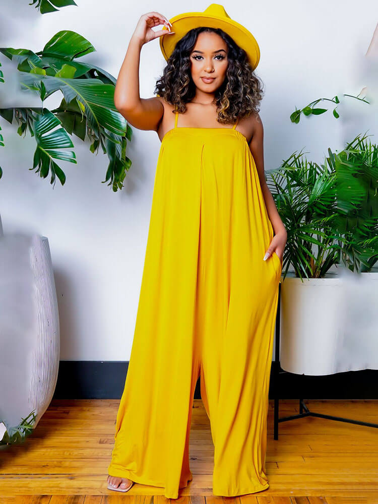 One Piece Loose Wide Leg Pants Jumpsuits Tiynon