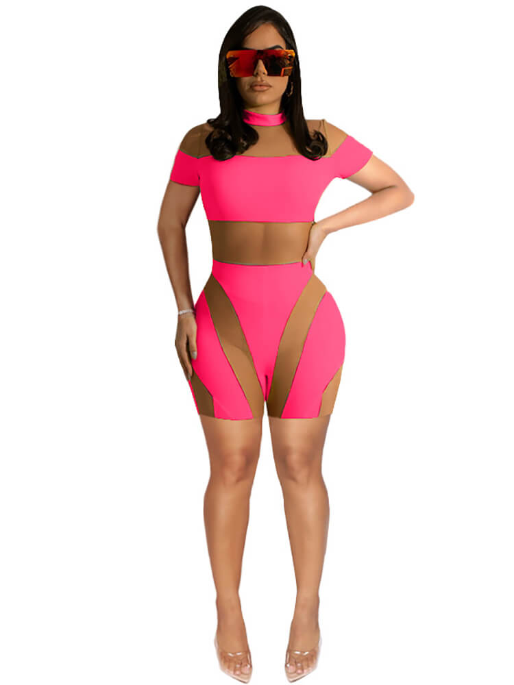 One Piece Mesh Patchwork Bodycon Jumpsuits Tiynon