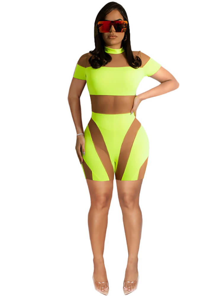 One Piece Mesh Patchwork Bodycon Jumpsuits Tiynon