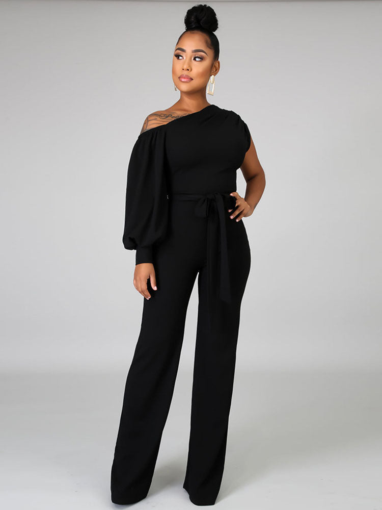 One Piece One Shoulder High Waist Jumpsuits Tiynon