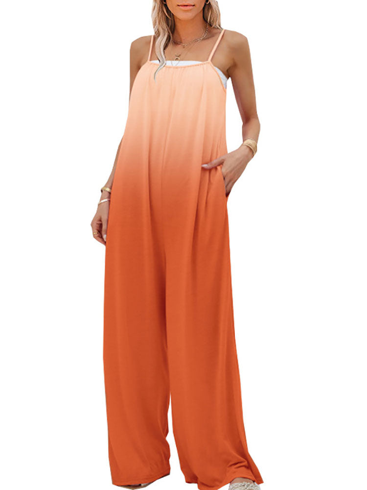 One Piece Spaghetti Strap Loose Jumpsuits Tiynon