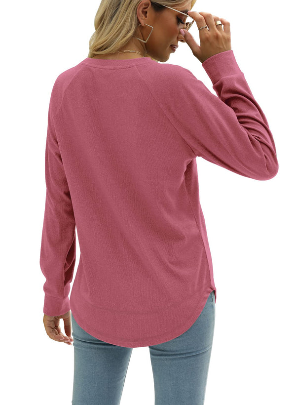 Crewneck Long Sleeve Side Split Top