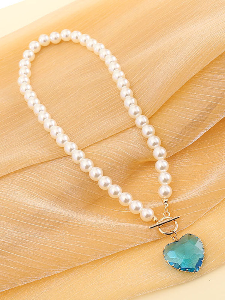 Pearl Heart Pendant Necklace + Bracelet Sets Tiynon