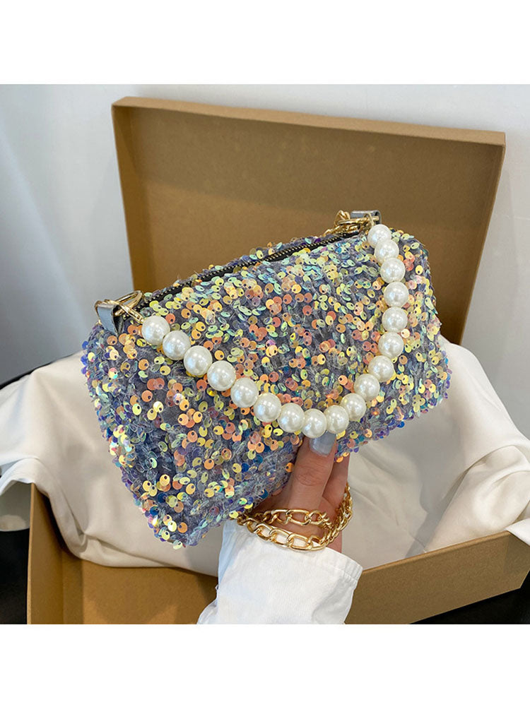 Pearl Sequins Glitter Crossbody Bags Tiynon