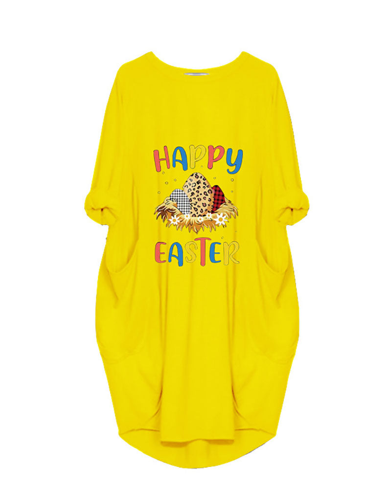 Plus Size Easter Long Sleeves Rabbit Midi Dresses Tiynon