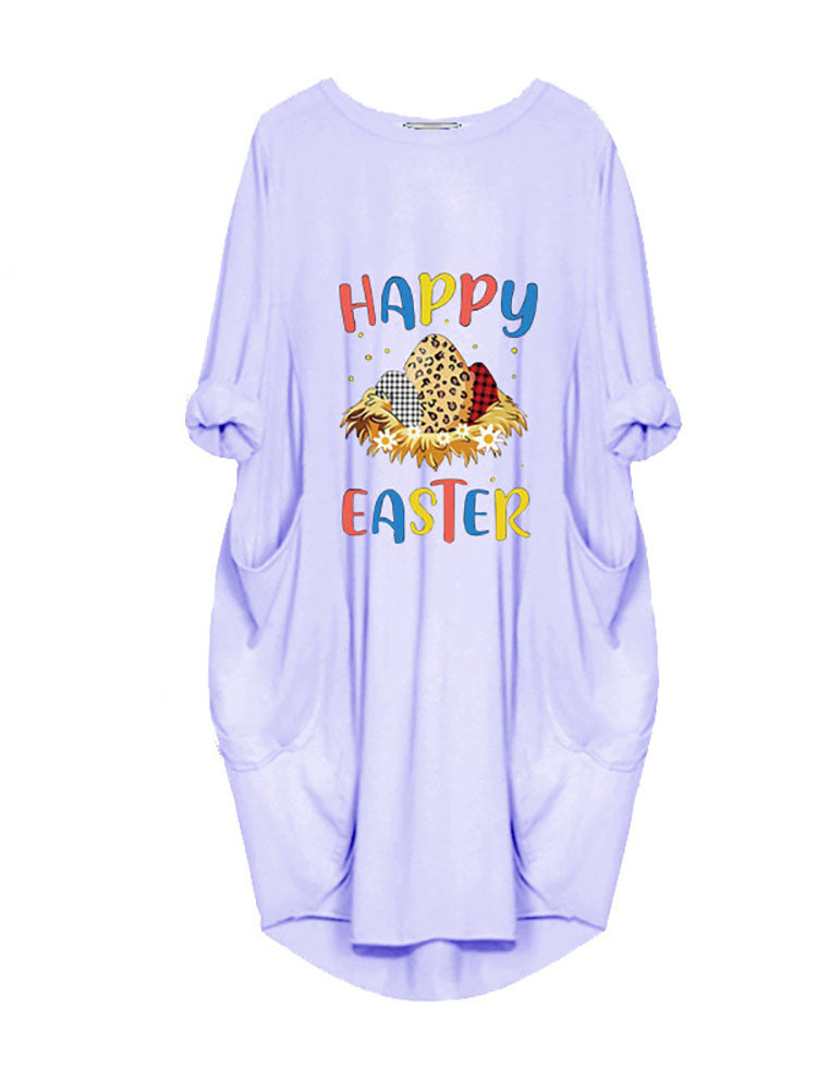 Plus Size Easter Long Sleeves Rabbit Midi Dresses Tiynon