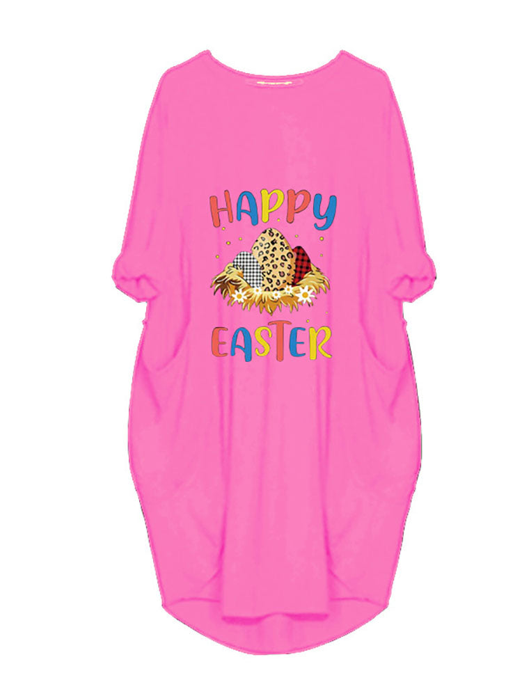 Plus Size Easter Long Sleeves Rabbit Midi Dresses Tiynon