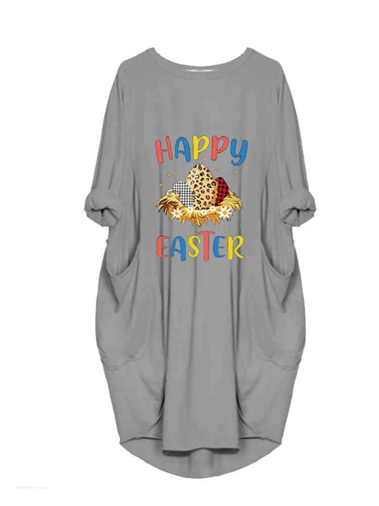 Plus Size Easter Long Sleeves Rabbit Midi Dresses Tiynon