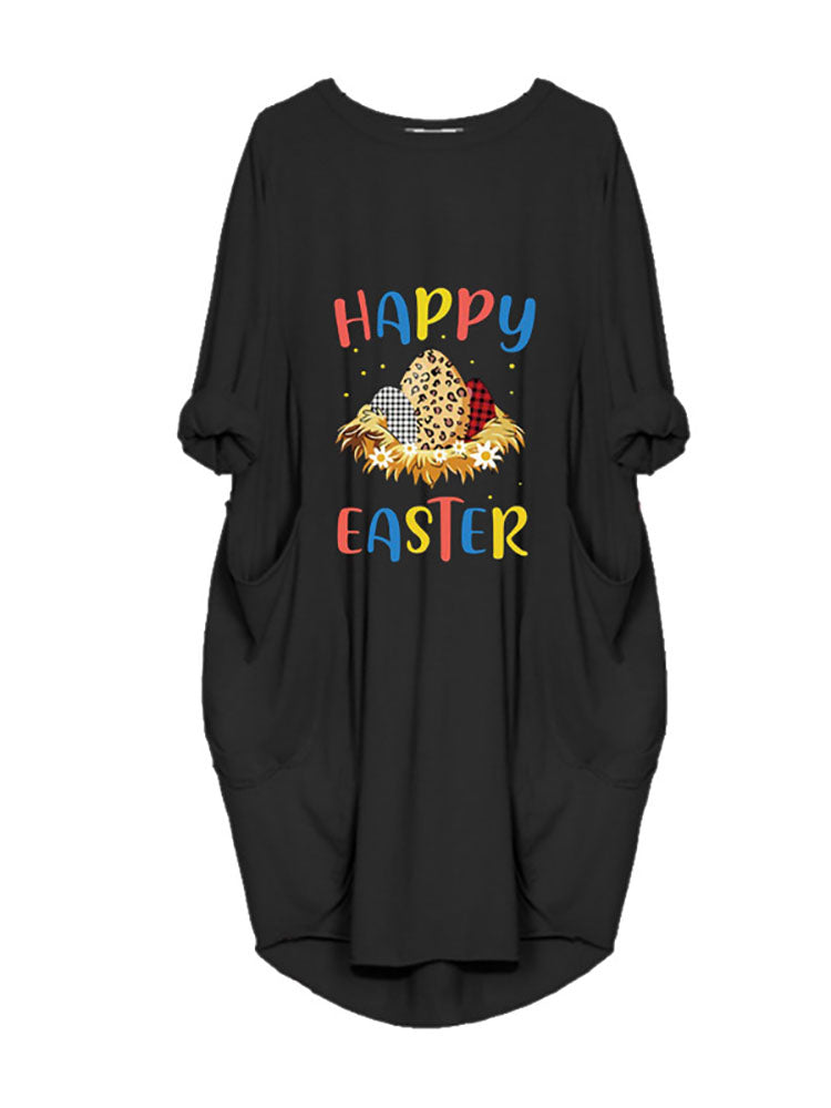 Plus Size Easter Long Sleeves Rabbit Midi Dresses Tiynon