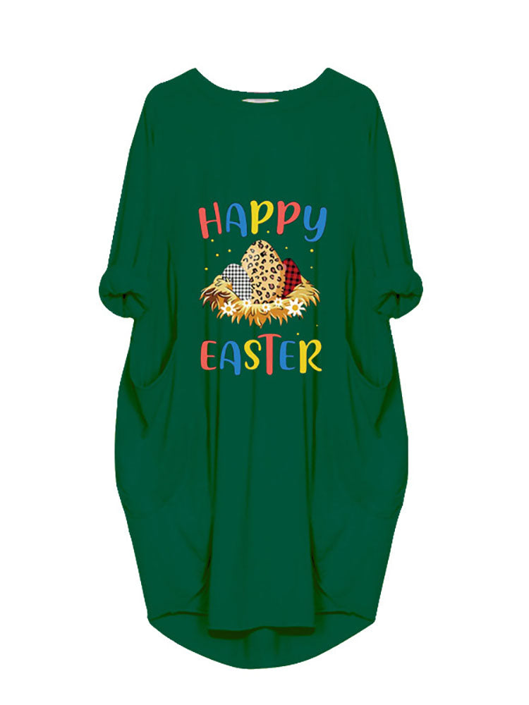 Plus Size Easter Long Sleeves Rabbit Midi Dresses Tiynon