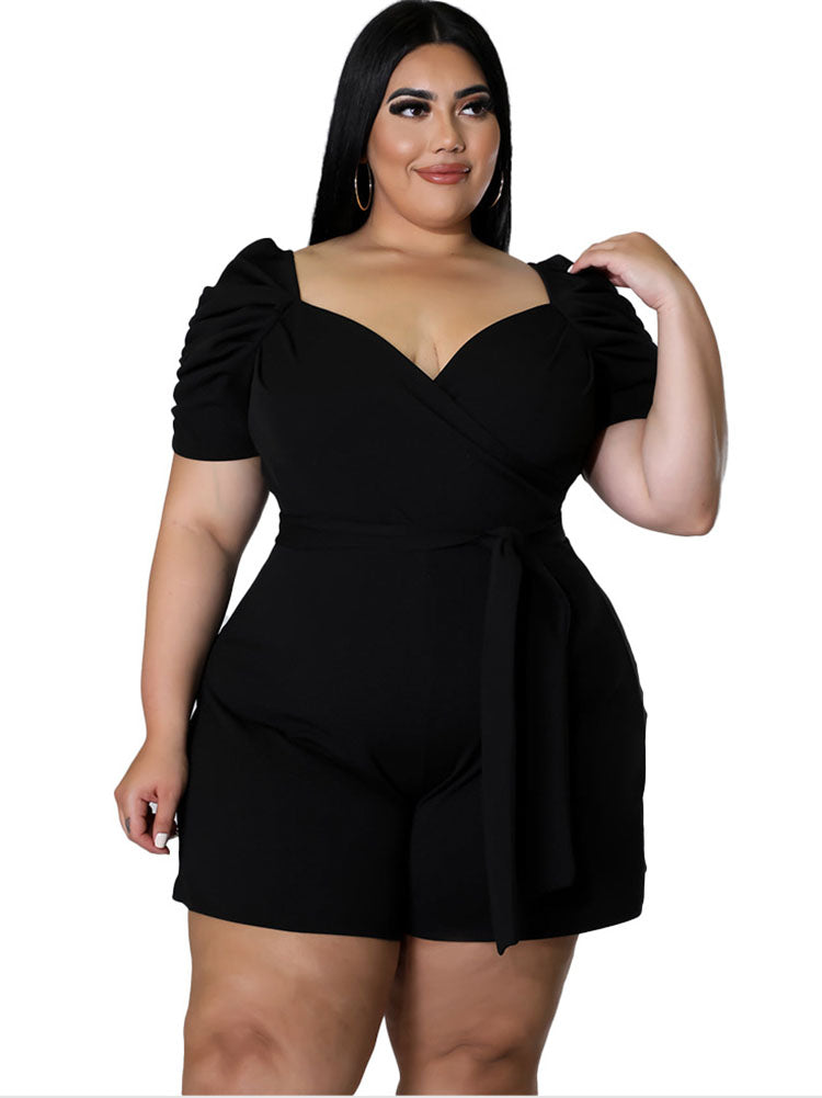 Plus Size High Waist Belted Jumpsuits Tiynon