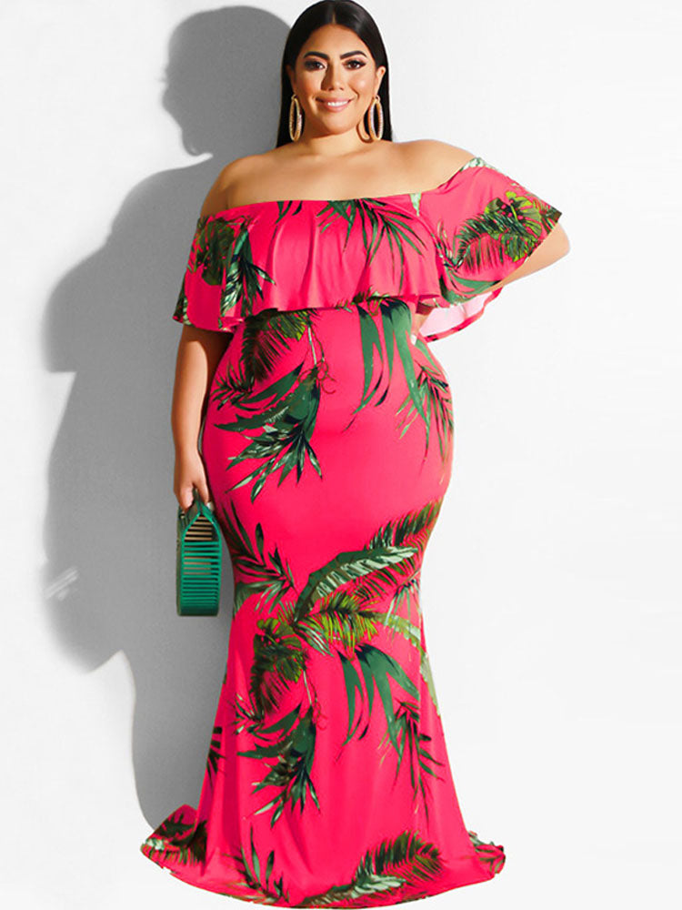 Plus Size Off Shoulder Backless Maxi Dresses Tiynon