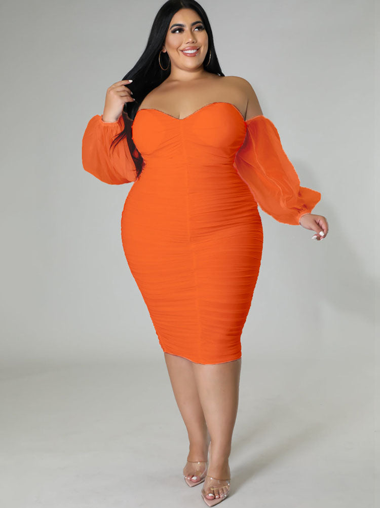 Plus Size Off Shoulder Bodycon Midi Dresses Tiynon