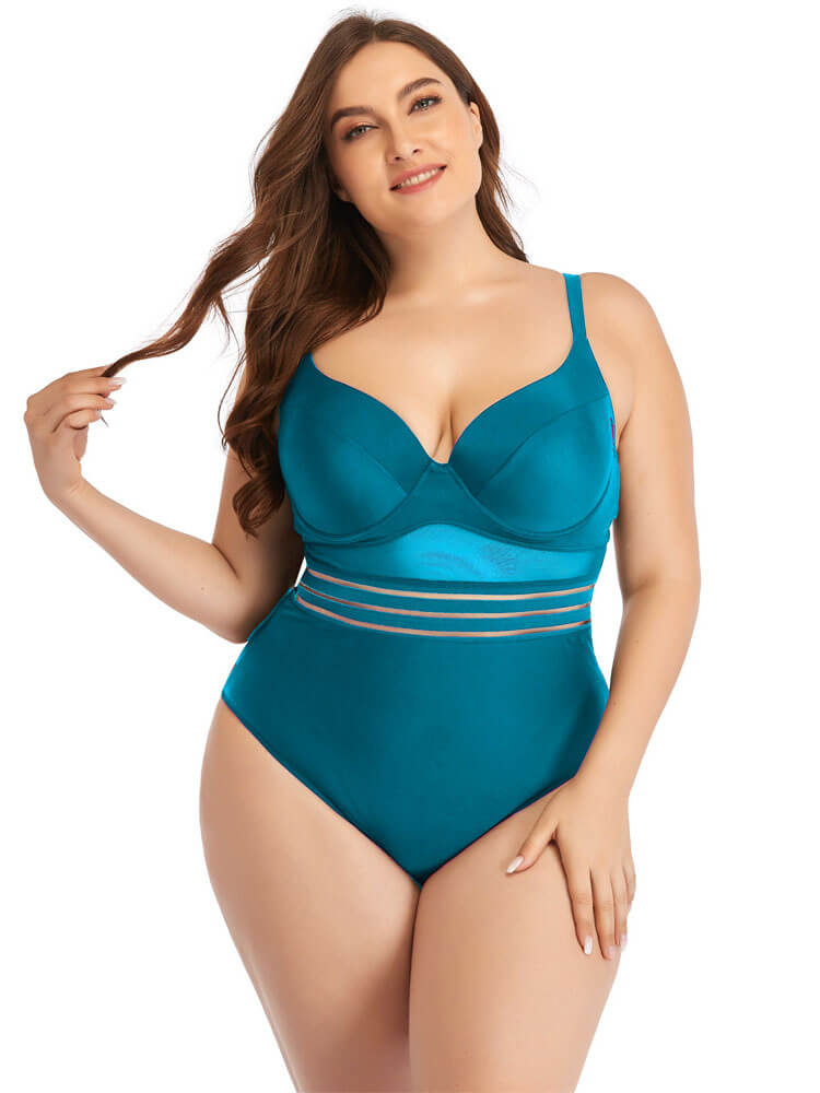 Plus Size Spaghetti Straps Backless Swimsuit Tiynon