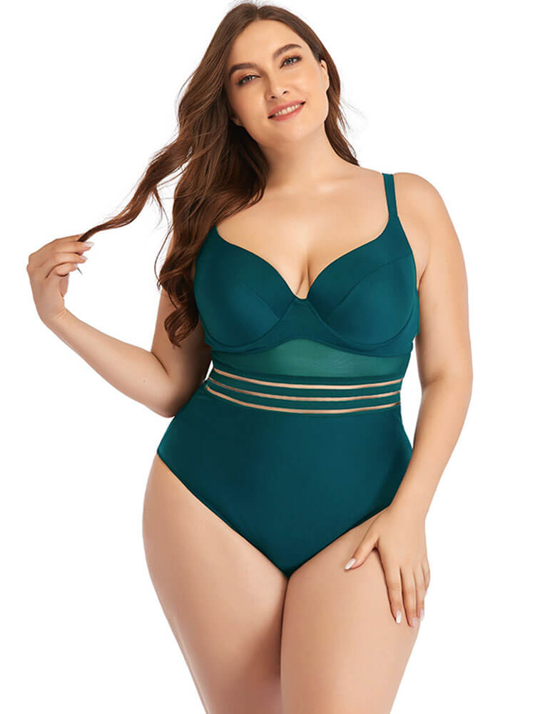 Plus Size Spaghetti Straps Backless Swimsuit Tiynon