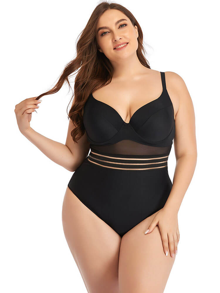 Plus Size Spaghetti Straps Backless Swimsuit Tiynon