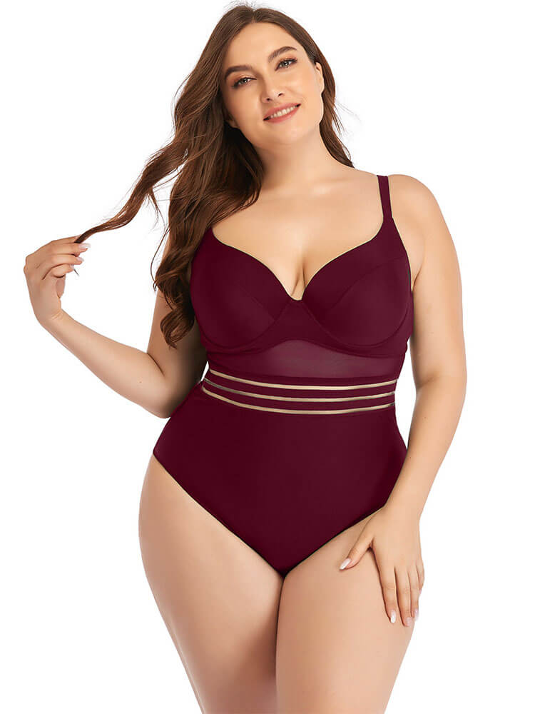 Plus Size Spaghetti Straps Backless Swimsuit Tiynon