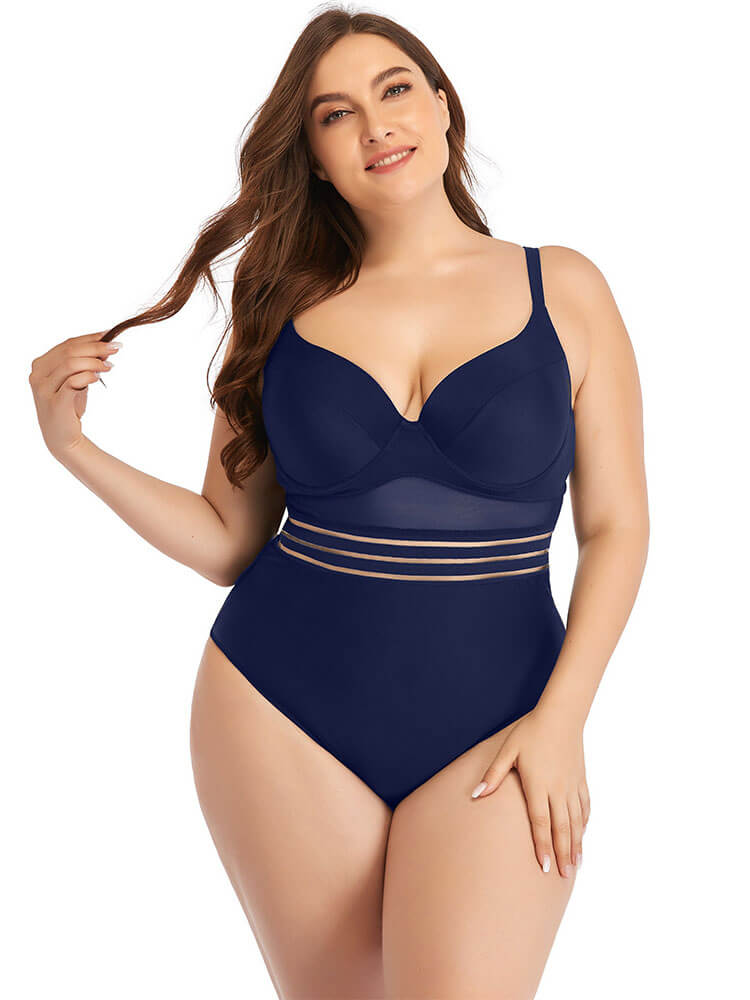 Plus Size Spaghetti Straps Backless Swimsuit Tiynon