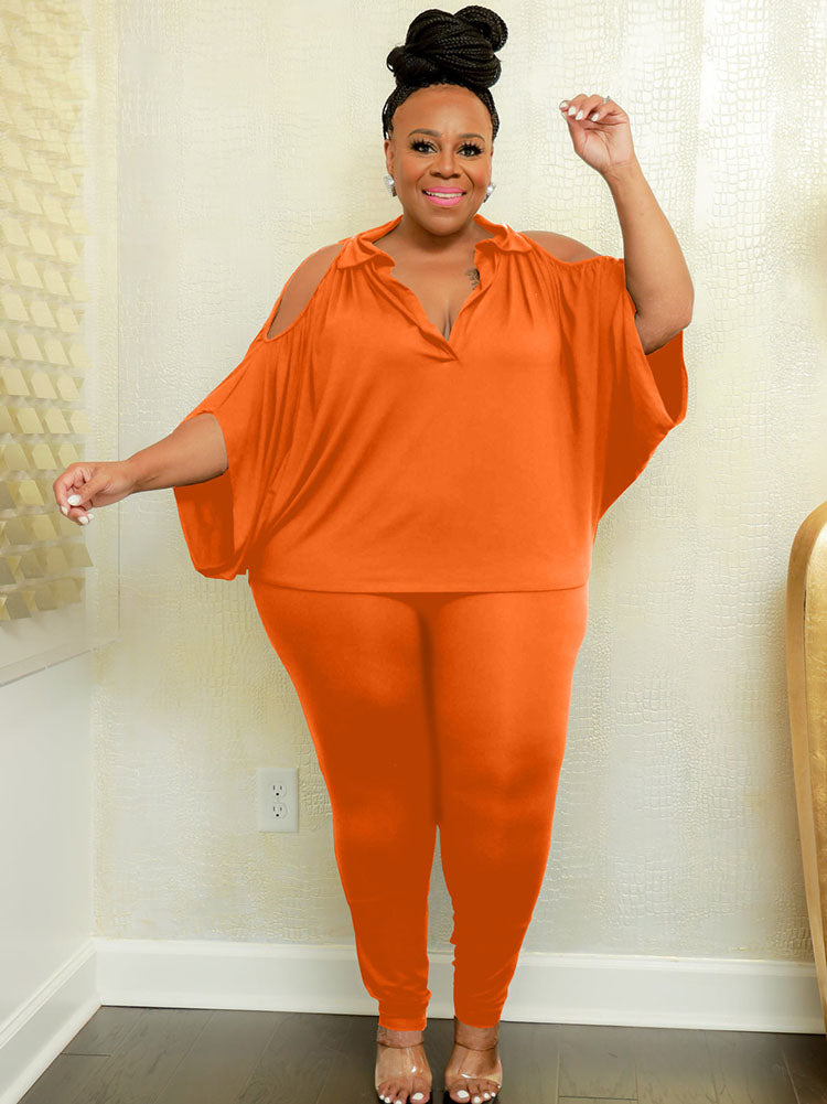 Plus Size Two Piece Top Long Pants Outfits Tiynon