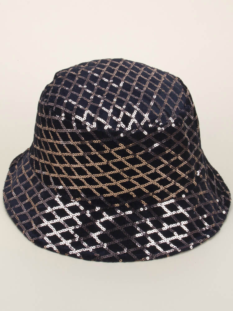 Reversible Diamond Shape Pattern Sequin Bucket Hat Tiynon