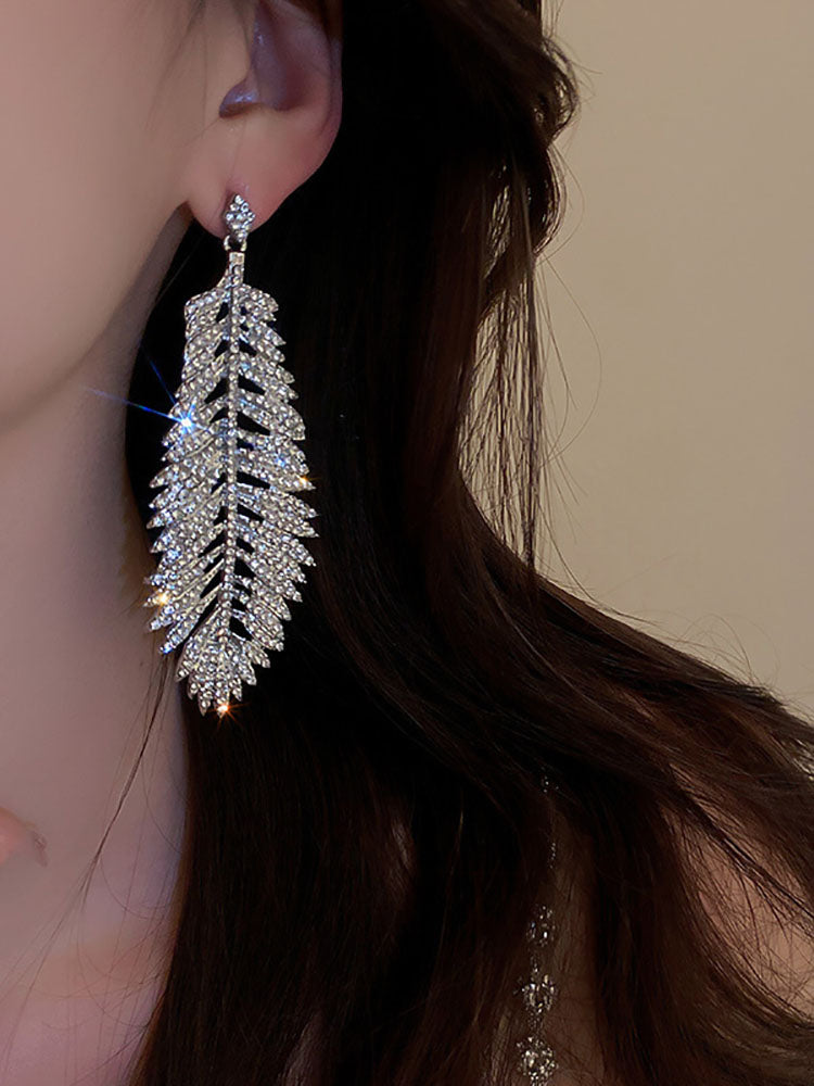 Rhinestone Butterfly Heart Tassel Earrings Tiynon