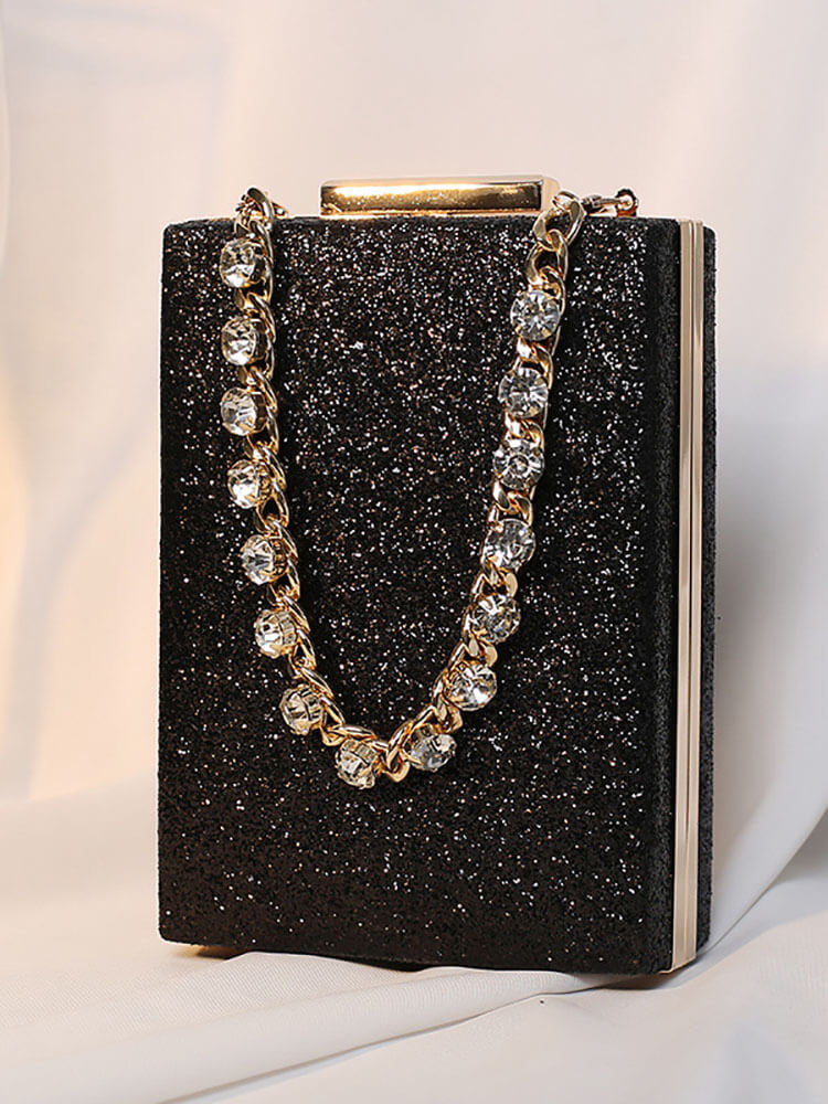 Rhinestone Glitter Chain Cuboid Handbag Tiynon