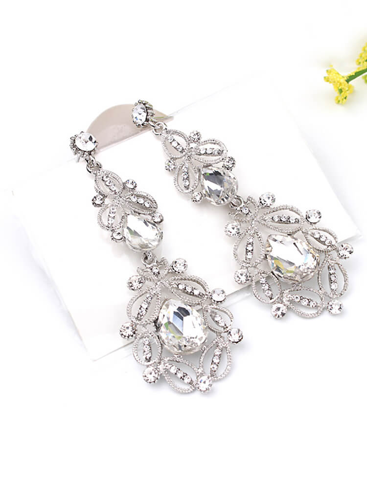 Rhinestone Hollow Out Patchwork Earrings Tiynon