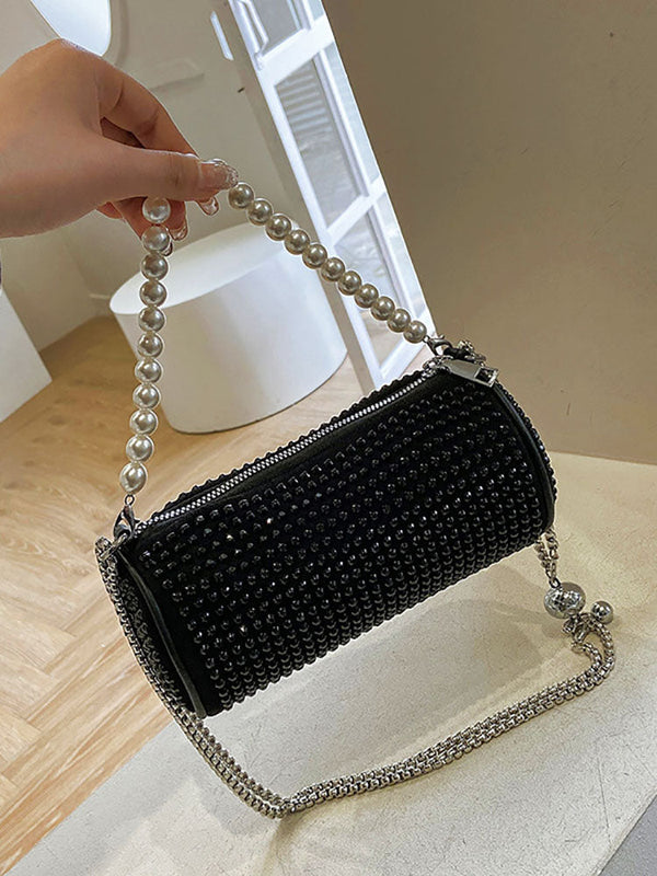 Rhinestone Pearl Chain Crossbody Bags Tiynon