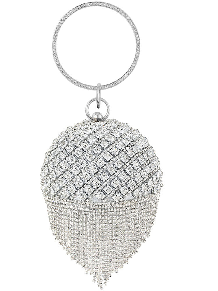 Rhinestone Tassels Ball Handbags Tiynon