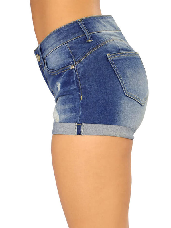 Ripped Denim High Waisted Shorts Tiynon