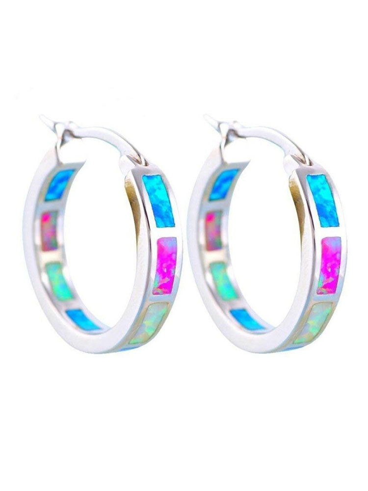 Round Colored Rhinestone Earrings Tiynon