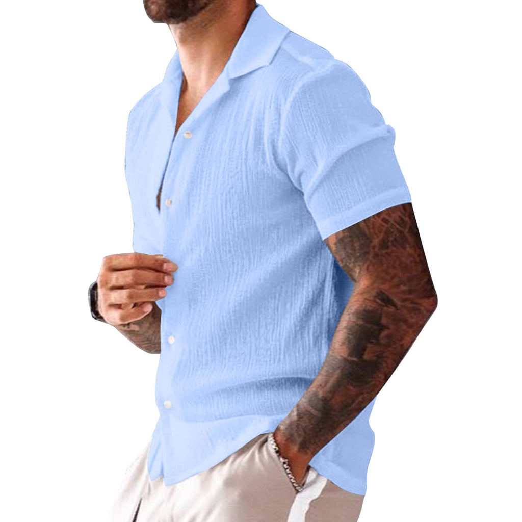 Mens Linen Cotton Short Sleeve Shirts