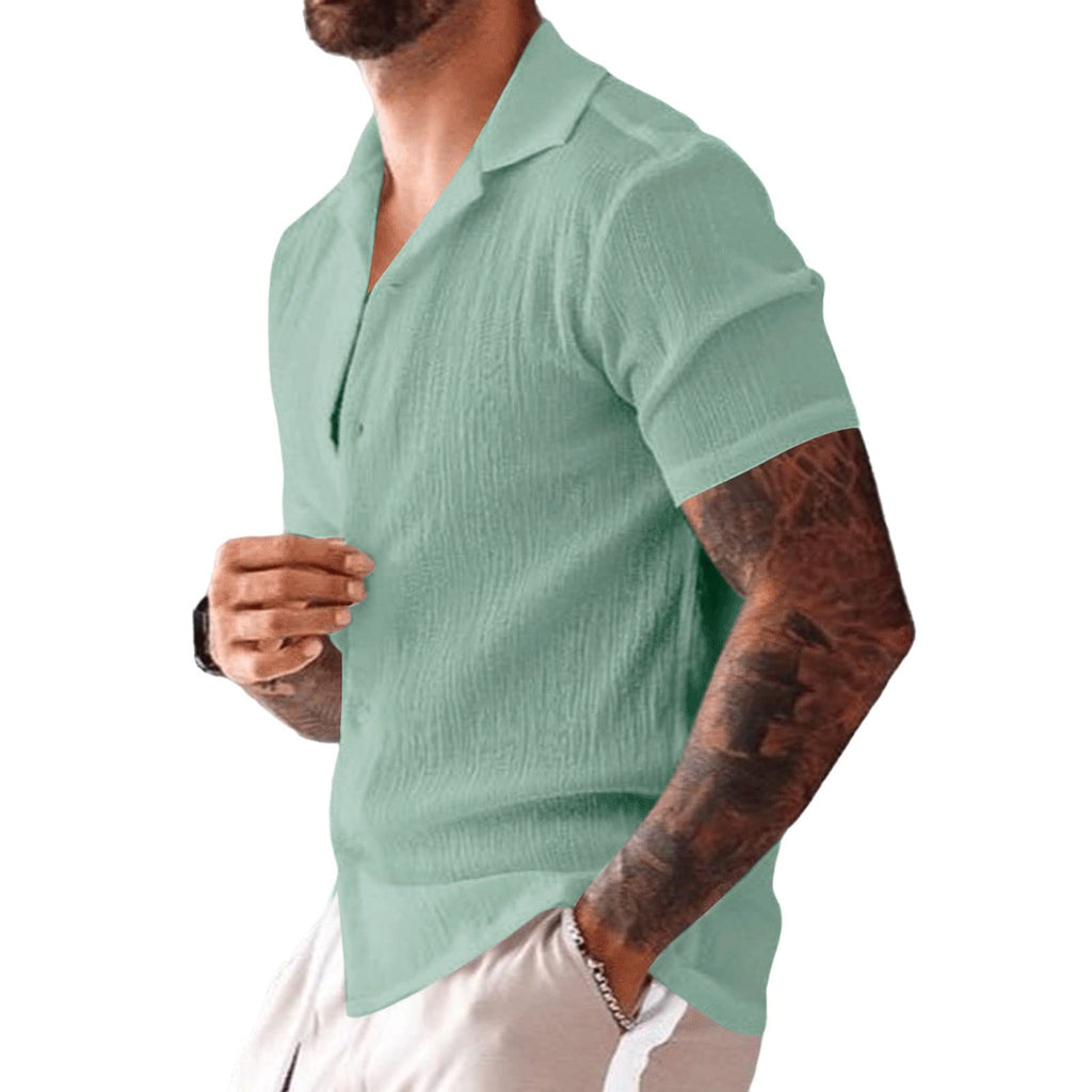 Mens Linen Cotton Short Sleeve Shirts