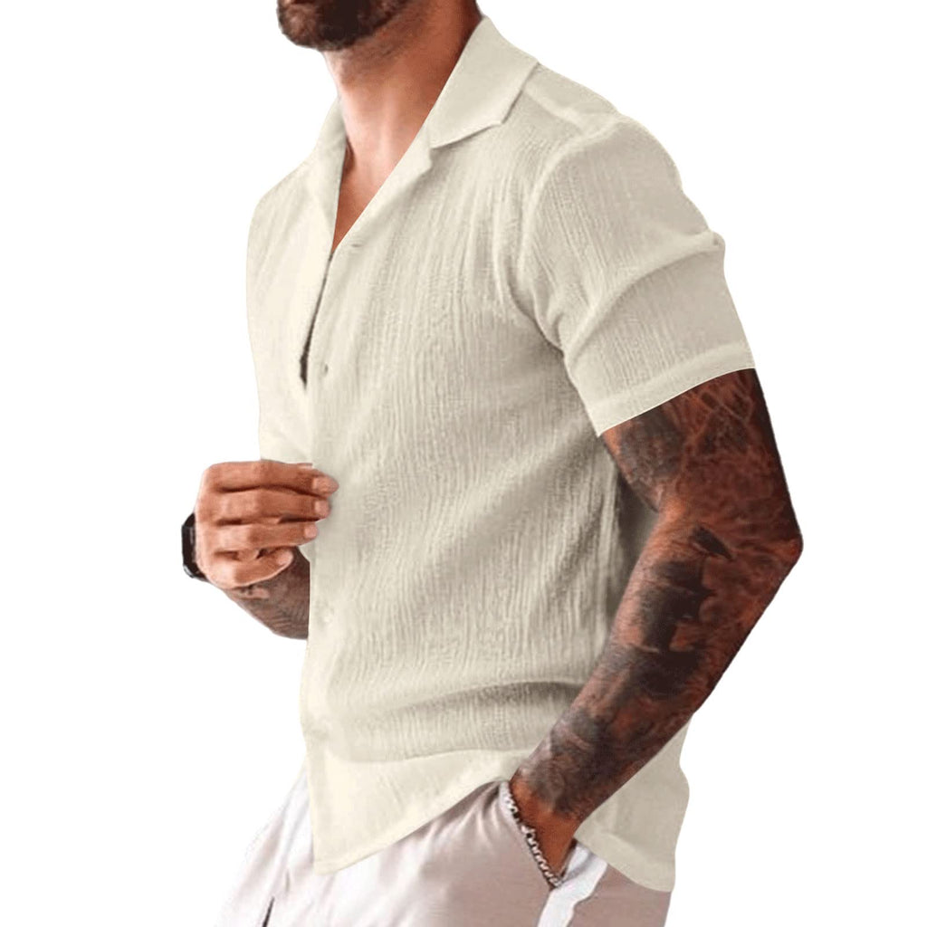 Mens Linen Cotton Short Sleeve Shirts