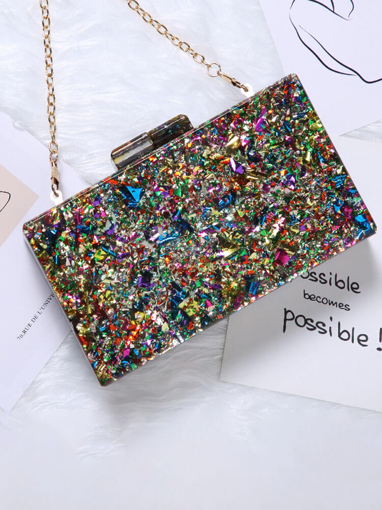 Sequins Glitter Chain Cuboid Crossbody Bags Tiynon