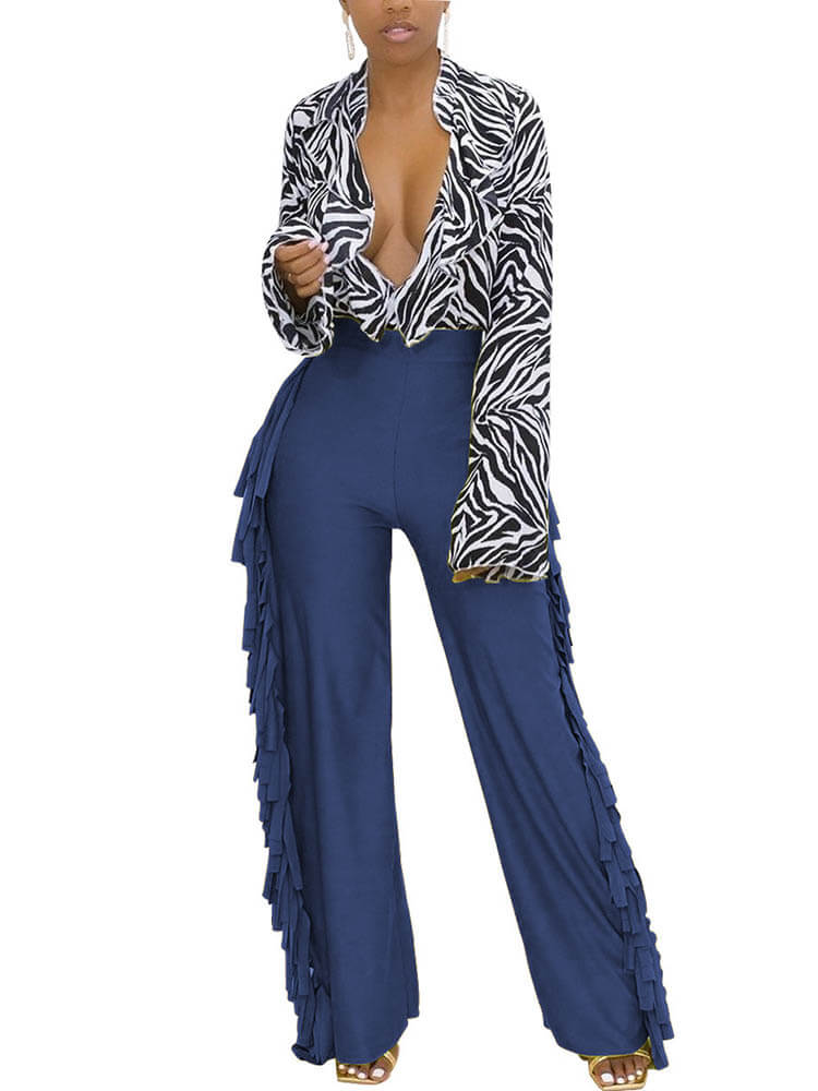 Side Tassel Wide Leg Long Pants Tiynon