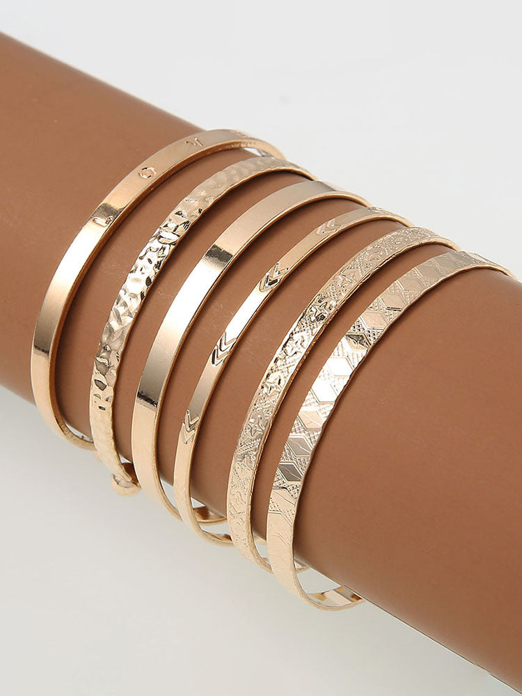 Six Piece Minimalist Open Upper Bracelets Tiynon