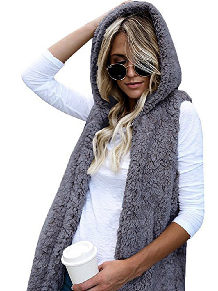 Sleeveless Fleece Cardigan Vest Sherpa Jacket Tiynon