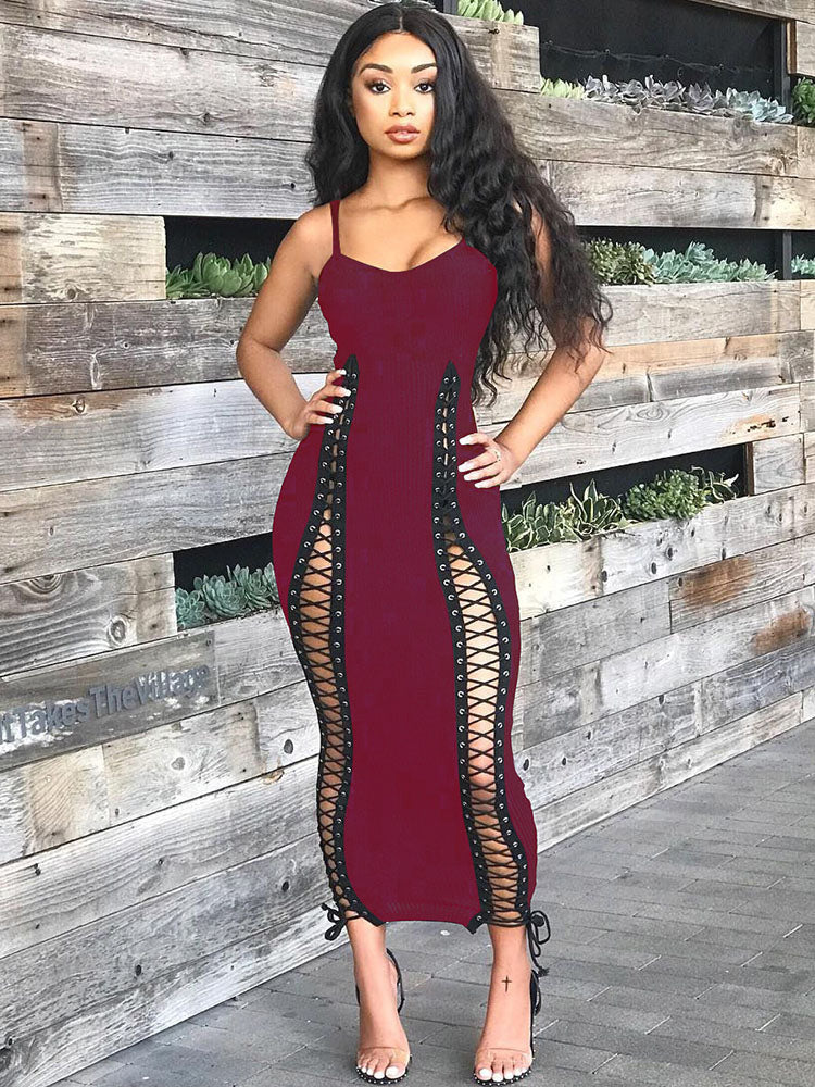 Sleeveless Tie Up Maxi Dresses Tiynon