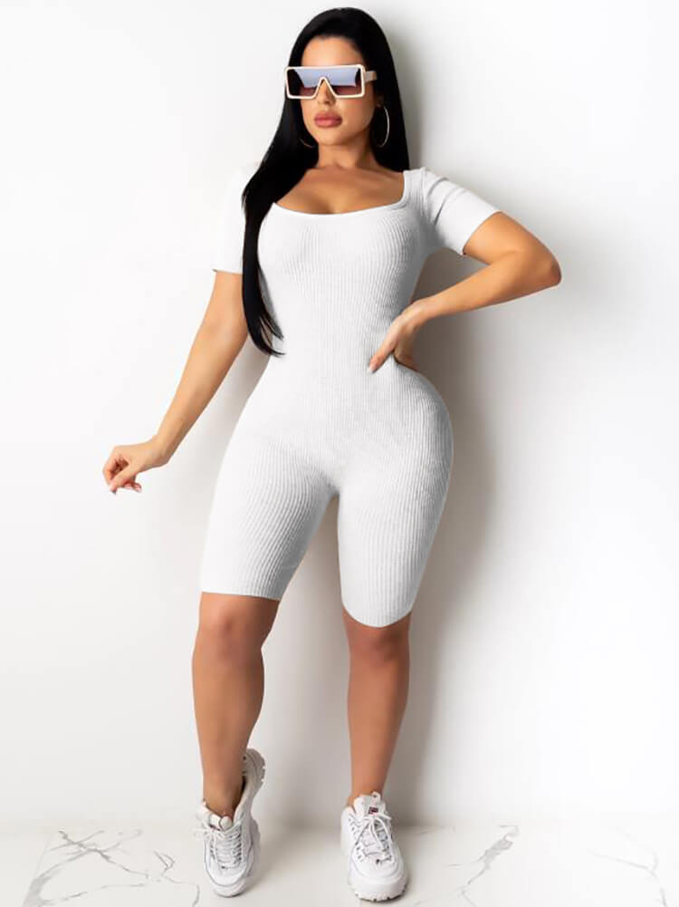 Solid Color Backless Lace Up Bodycon Jumpsuits Tiynon