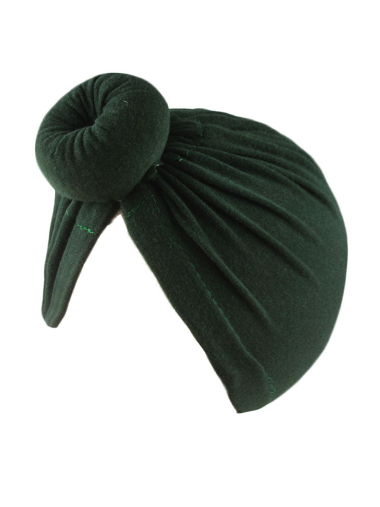 Solid Color Ruched Cross Turban Cap Tiynon