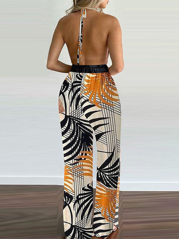 Spaghetti Strap Backless Jumpsuits with Pockets Tiynon