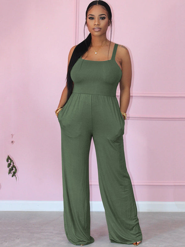 Spaghetti Strap High Waist Jumpsuit Tiynon