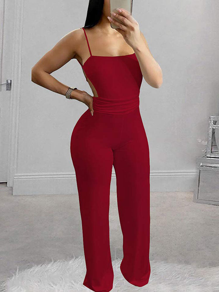 Spaghetti Strap Sleeveless Jumpsuits Tiynon